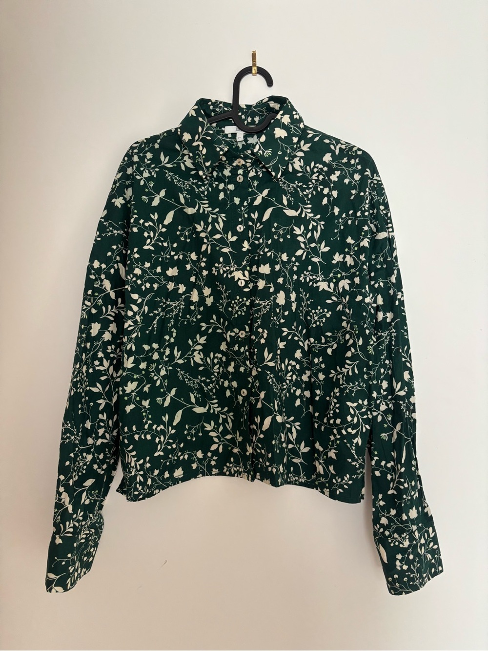 Green floral blouse